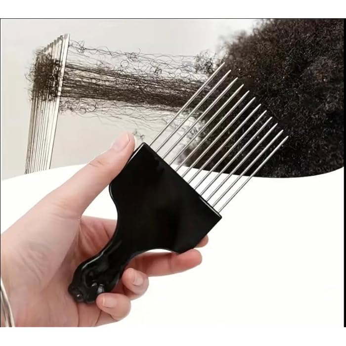 Afro Metal Detangling Comb for Thick and Curly Hair – Strong Design Helps You Define Your Daily Styles and Volumize Your Hair in a Practical and Comfortable Style. - Image 4